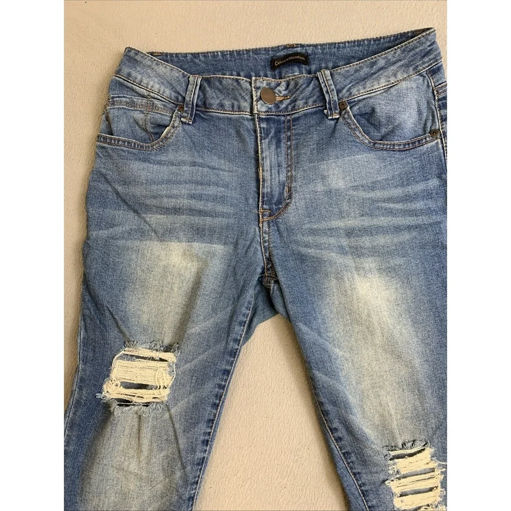 Catherine Malandrino Jeans Women's Size 6 Blue‎ Denim Pants Distressed Knees